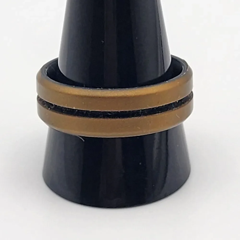 ROQ Gold & Black Breathable Comfort Engraved Middle Line Silicone Ring (11)